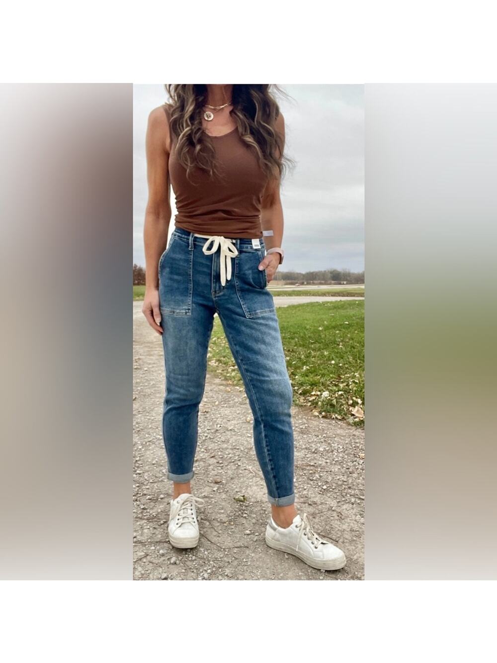Judy Blue Straight Leg Paxton Joggers Jeans with Tie Detail 5/27